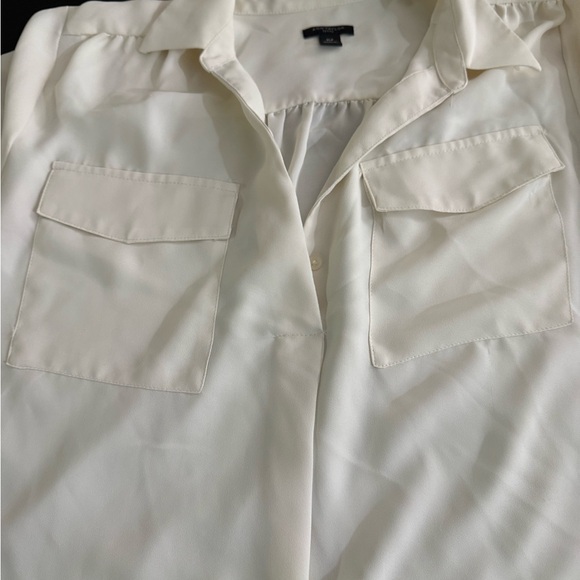 Ann Taylor Cream Casual Button Down Shirt - Picture 3 of 5